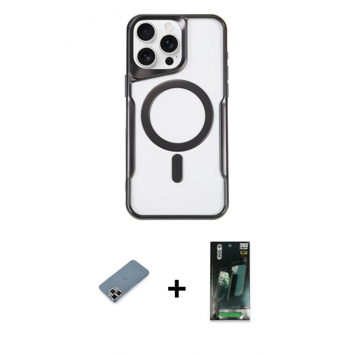 MARSİLYAN™- iPhone 11 Pro Max Kılıf Yadigar Klasik Özel Seri - Şeffaf 360 Full Body Arka Koruyucu + Metal Kamera Lens Koruma Cam - MR