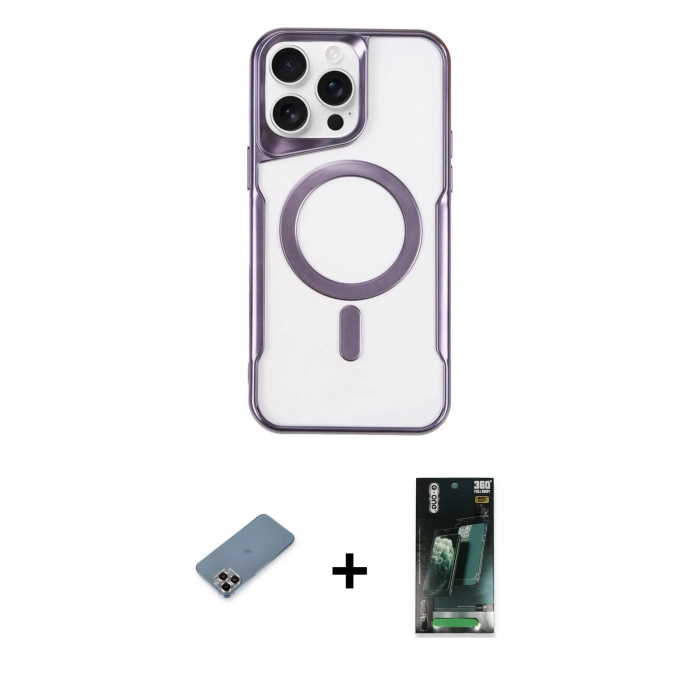 MARSİLYAN™- iPhone 11 Pro Max Kılıf Yadigar Klasik Özel Seri - Şeffaf 360 Full Body Arka Koruyucu + Metal Kamera Lens Koruma Cam - MR