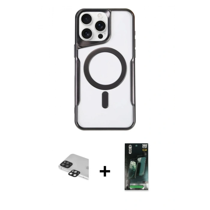 MARSİLYAN™- iPhone 11 Pro Max Kılıf Yadigar Klasik Özel Seri - Şeffaf 360 Full Body Arka Koruyucu + Pers Alüminyum Kamera Lens - SH
