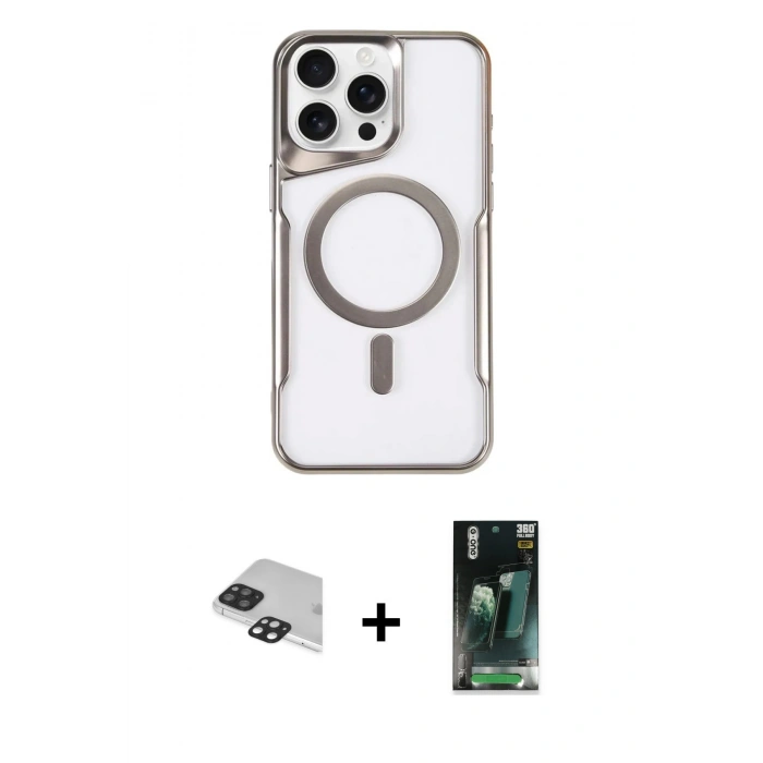 MARSİLYAN™- iPhone 11 Pro Max Kılıf Yadigar Klasik Özel Seri - Şeffaf 360 Full Body Arka Koruyucu + Pers Alüminyum Kamera Lens - SH