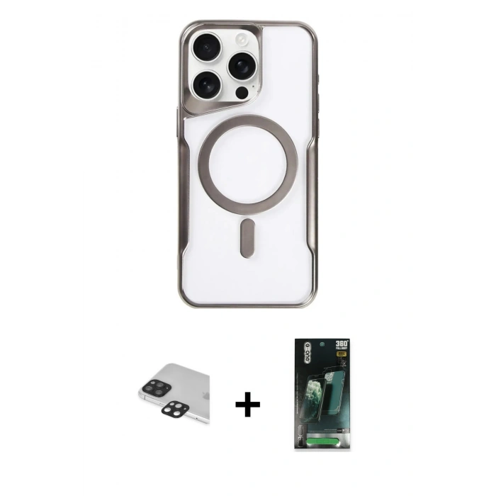 MARSİLYAN™- iPhone 11 Pro Max Kılıf Yadigar Klasik Özel Seri - Şeffaf 360 Full Body Arka Koruyucu + Pers Alüminyum Kamera Lens - SH