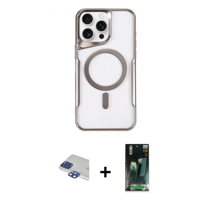 MARSİLYAN™- iPhone 11 Pro Max Kılıf Yadigar Klasik Özel Seri - Şeffaf 360 Full Body Arka Koruyucu + Pers Alüminyum Kamera Lens - LT