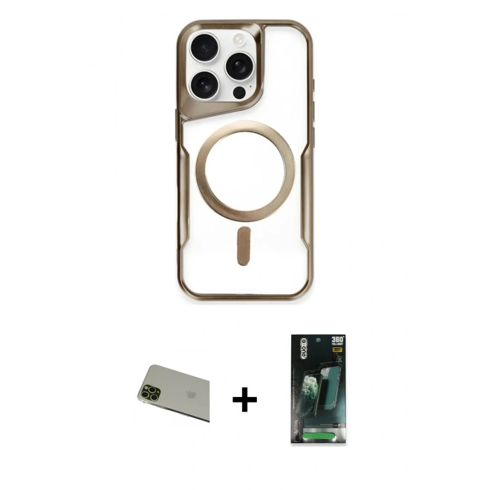 MARSİLYAN™- iPhone 11 Pro Max Kılıf Yadigar Klasik Özel Seri - Şeffaf 360 Full Body Arka Koruyucu + Rainbow Kamera Lens Koruma Cam - YL