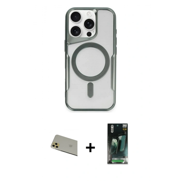 MARSİLYAN™- iPhone 11 Pro Max Kılıf Yadigar Klasik Özel Seri - Şeffaf 360 Full Body Arka Koruyucu + Rainbow Kamera Lens Koruma Cam - GD