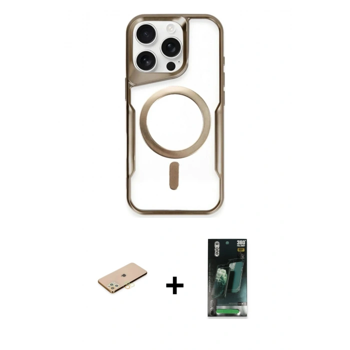 MARSİLYAN™- iPhone 11 Pro Max Kılıf Yadigar Klasik Özel Seri - Şeffaf 360 Full Body Arka Koruyucu + Renkli Kamera Lens Koruma Cam - SI