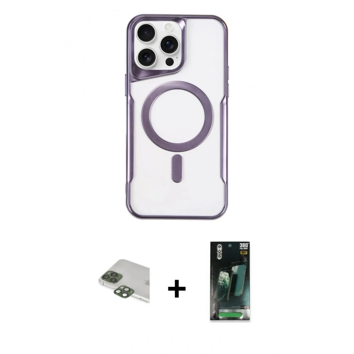 MARSİLYAN™- iPhone 11 Pro Max Kılıf Yadigar Klasik Özel Seri - Şeffaf 360 Full Body Arka Koruyucu + Yeşil Pers Alüminyum Kamera Lens