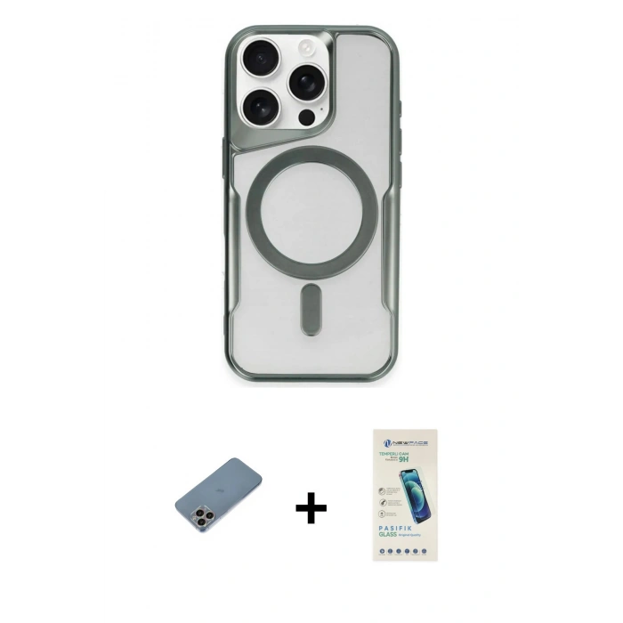 MARSİLYAN™- iPhone 11 Pro Max Kılıf Yadigar Klasik Özel Seri - Şeffaf Pasifik Cam Ekran Koruyucu + Shine Kamera Lens Koruma Cam - GI