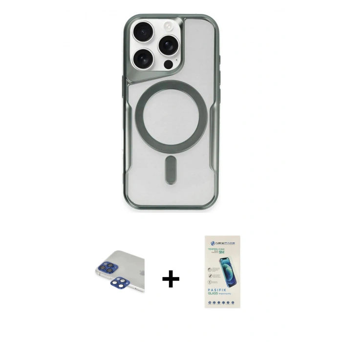MARSİLYAN™- iPhone 11 Pro Max Kılıf Yadigar Klasik Özel Seri - Şeffaf Pasifik Cam Ekran Koruyucu + Pers Alüminyum Kamera Lens - LT
