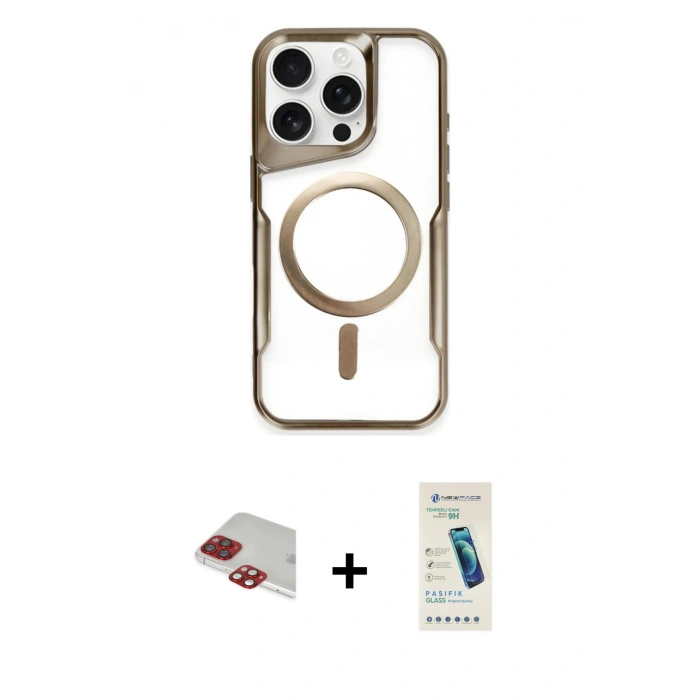 MARSİLYAN™- iPhone 11 Pro Max Kılıf Yadigar Klasik Özel Seri - Şeffaf Pasifik Cam Ekran Koruyucu + Pers Alüminyum Kamera Lens - KI