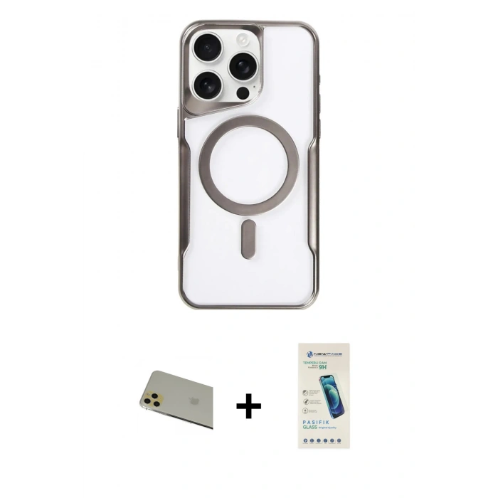 MARSİLYAN™- iPhone 11 Pro Max Kılıf Yadigar Klasik Özel Seri - Şeffaf Pasifik Cam Ekran Koruyucu + Rainbow Kamera Lens Koruma Cam - GD