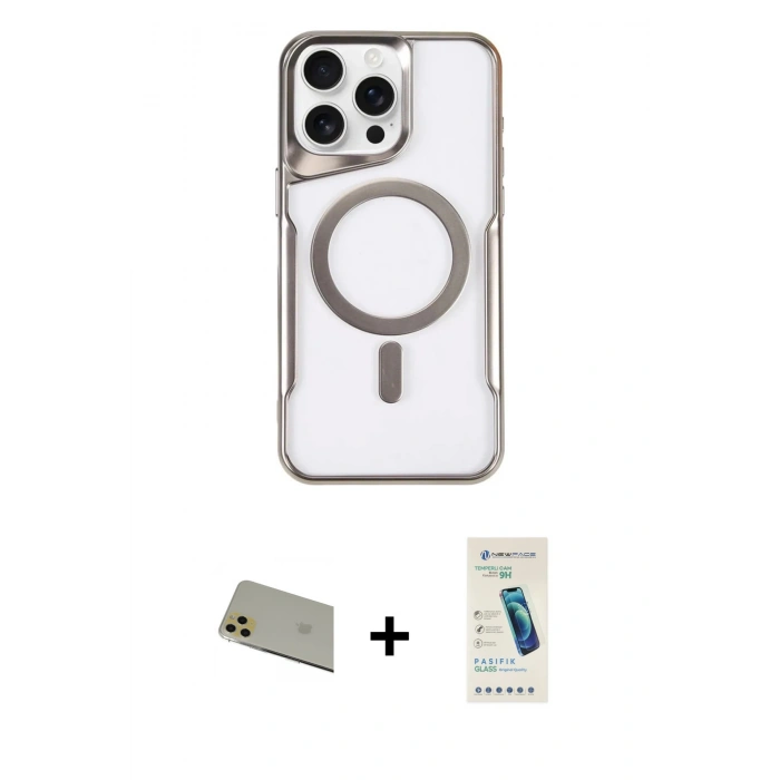 MARSİLYAN™- iPhone 11 Pro Max Kılıf Yadigar Klasik Özel Seri - Şeffaf Pasifik Cam Ekran Koruyucu + Rainbow Kamera Lens Koruma Cam - GD