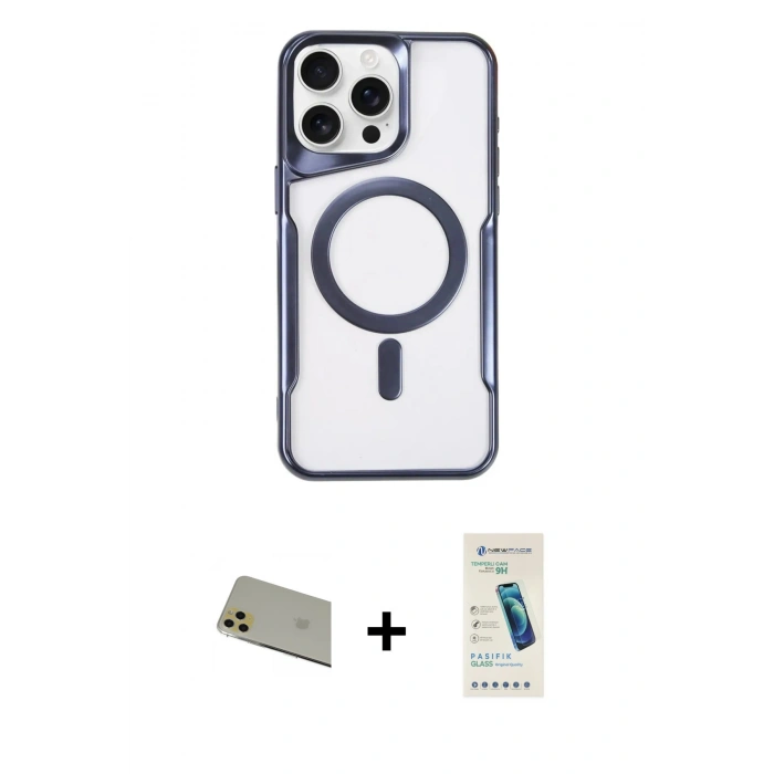 MARSİLYAN™- iPhone 11 Pro Max Kılıf Yadigar Klasik Özel Seri - Şeffaf Pasifik Cam Ekran Koruyucu + Rainbow Kamera Lens Koruma Cam - GD