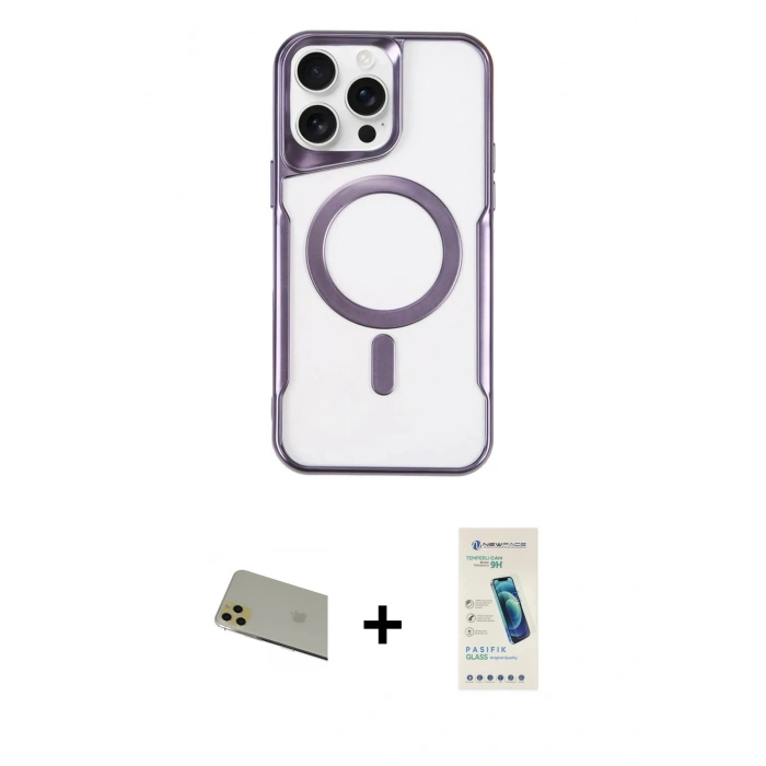 MARSİLYAN™- iPhone 11 Pro Max Kılıf Yadigar Klasik Özel Seri - Şeffaf Pasifik Cam Ekran Koruyucu + Rainbow Kamera Lens Koruma Cam - GD