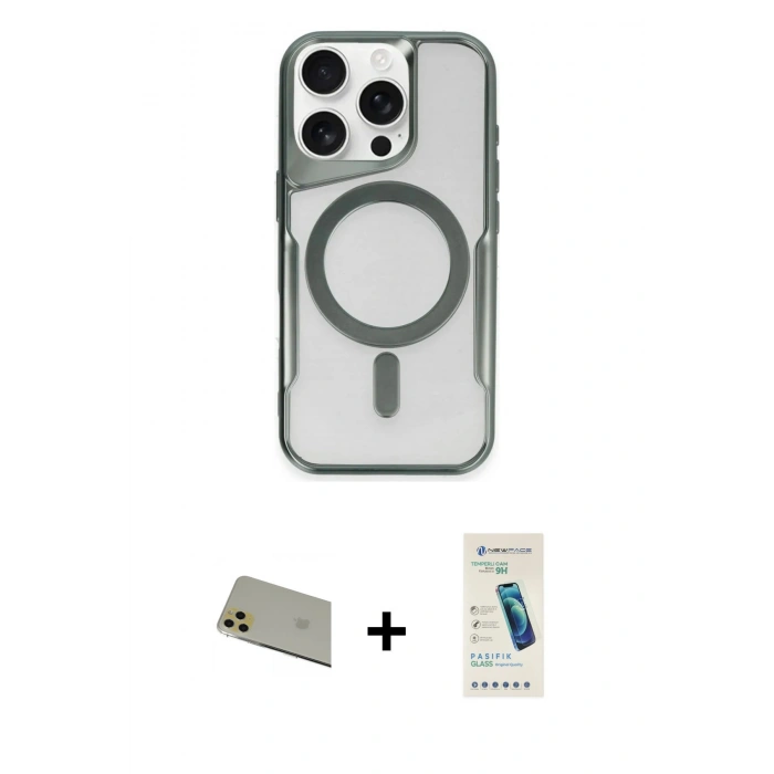 MARSİLYAN™- iPhone 11 Pro Max Kılıf Yadigar Klasik Özel Seri - Şeffaf Pasifik Cam Ekran Koruyucu + Rainbow Kamera Lens Koruma Cam - GD