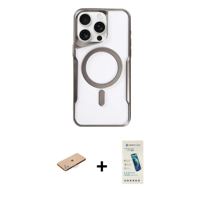 MARSİLYAN™- iPhone 11 Pro Max Kılıf Yadigar Klasik Özel Seri - Şeffaf Pasifik Cam Ekran Koruyucu + Renkli Kamera Lens Koruma Cam - PE