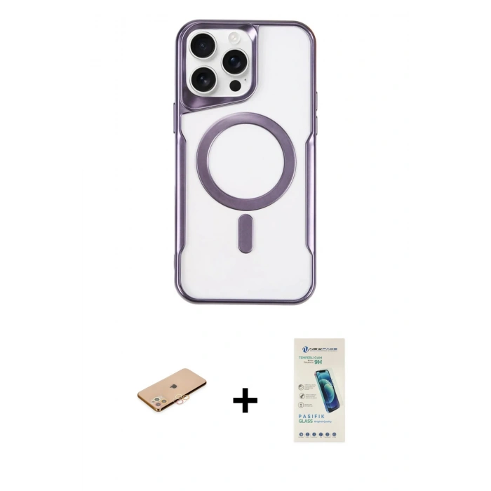 MARSİLYAN™- iPhone 11 Pro Max Kılıf Yadigar Klasik Özel Seri - Şeffaf Pasifik Cam Ekran Koruyucu + Renkli Kamera Lens Koruma Cam - TU