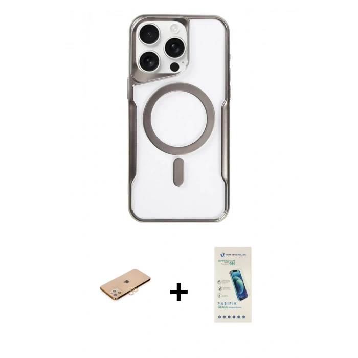 MARSİLYAN™- iPhone 11 Pro Max Kılıf Yadigar Klasik Özel Seri - Şeffaf Pasifik Cam Ekran Koruyucu + Renkli Kamera Lens Koruma Cam - TU