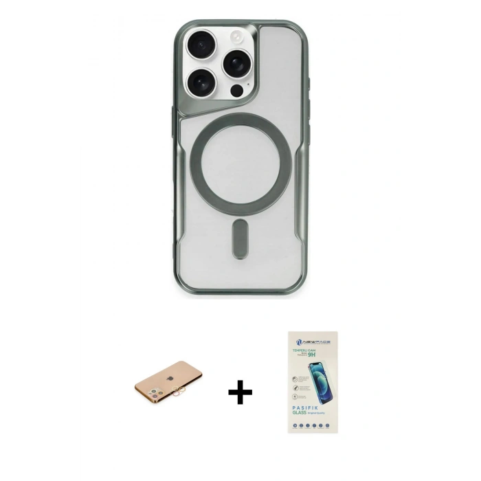 MARSİLYAN™- iPhone 11 Pro Max Kılıf Yadigar Klasik Özel Seri - Şeffaf Pasifik Cam Ekran Koruyucu + Renkli Kamera Lens Koruma Cam - TU