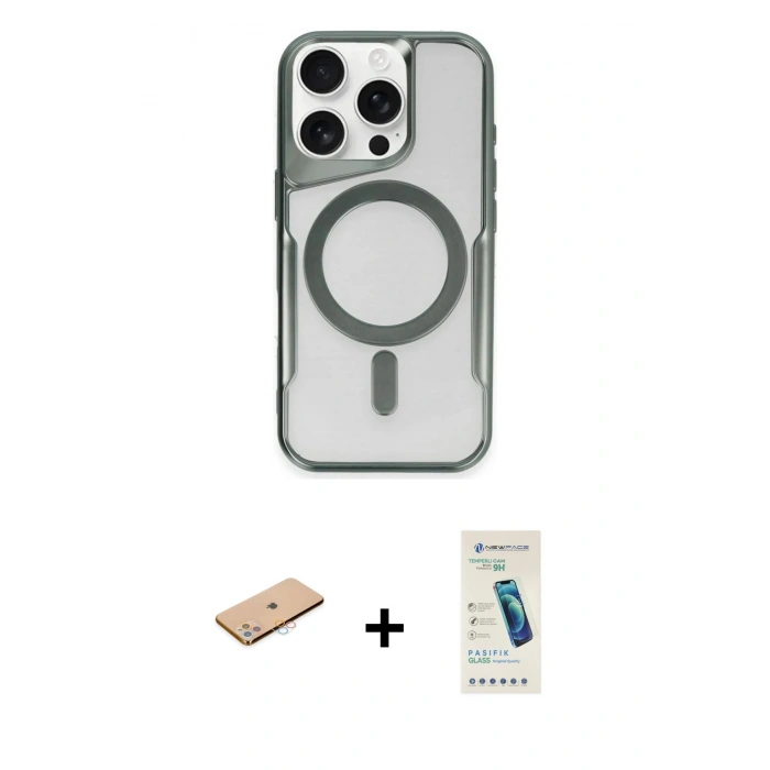 MARSİLYAN™- iPhone 11 Pro Max Kılıf Yadigar Klasik Özel Seri - Şeffaf Pasifik Cam Ekran Koruyucu + Renkli Kamera Lens Koruma Cam - PE