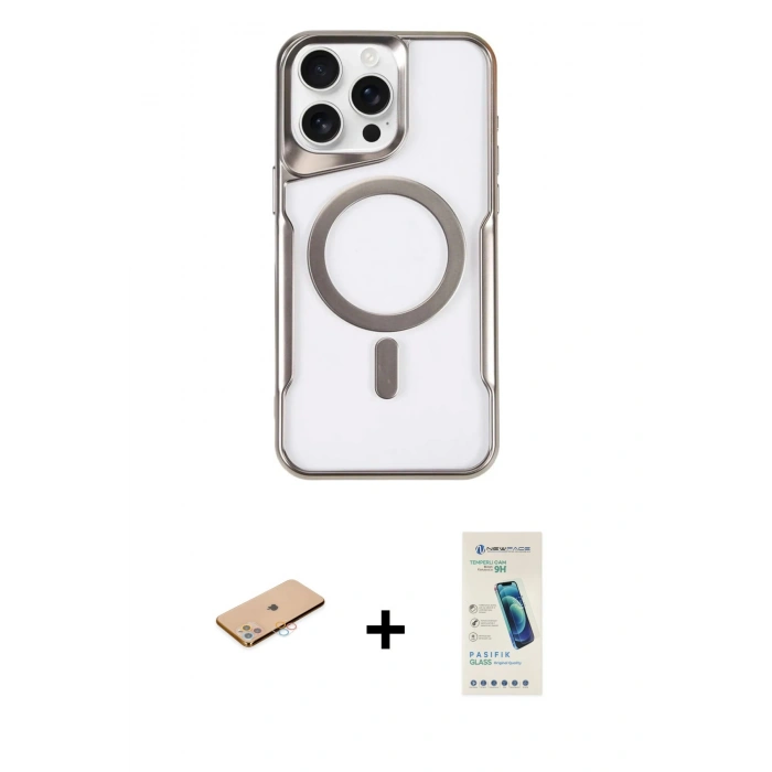 MARSİLYAN™- iPhone 11 Pro Max Kılıf Yadigar Klasik Özel Seri - Şeffaf Pasifik Cam Ekran Koruyucu + Renkli Kamera Lens Koruma Cam - PE