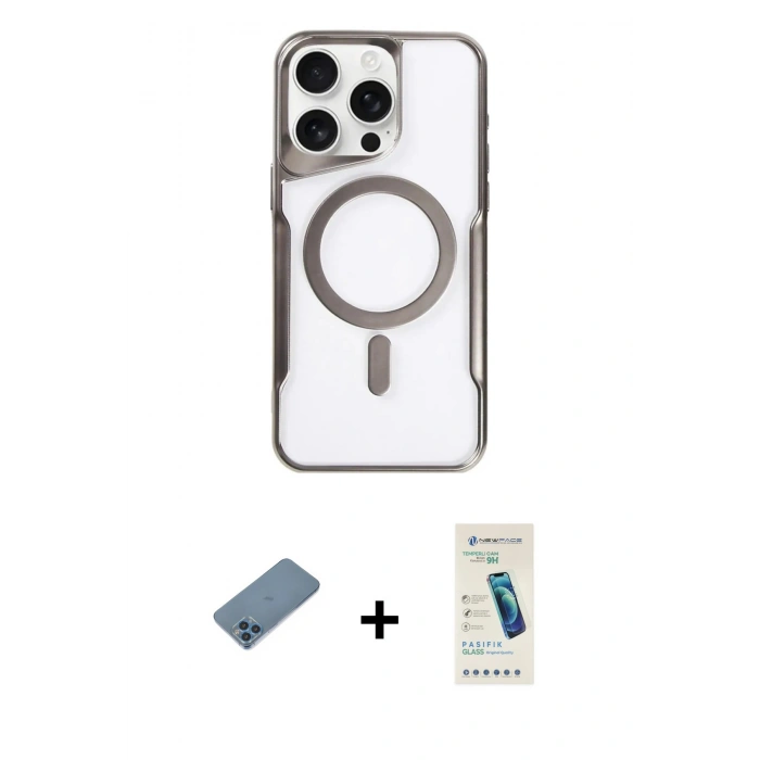 MARSİLYAN™- iPhone 11 Pro Max Kılıf Yadigar Klasik Özel Seri - Şeffaf Pasifik Cam Ekran Koruyucu + Shine Kamera Lens Koruma Cam - MI
