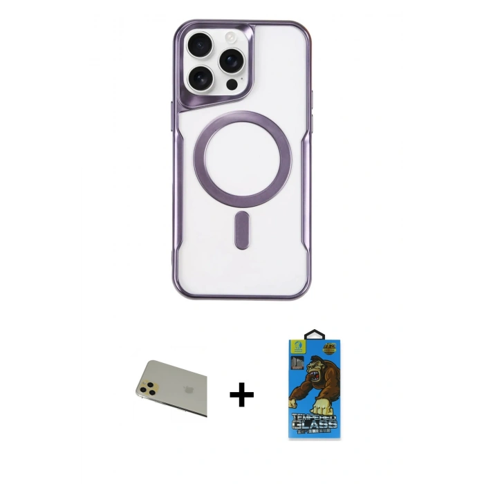 MARSİLYAN™- iPhone 11 Pro Max Kılıf Yadigar Klasik Özel Seri - Siyah 18D Cam Ekran Koruyucu + Gold Rainbow Kamera Lens Koruma Cam