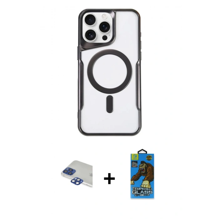 MARSİLYAN™- iPhone 11 Pro Max Kılıf Yadigar Klasik Özel Seri - Siyah 18D Cam Ekran Koruyucu + Pers Alüminyum Kamera Lens - LT