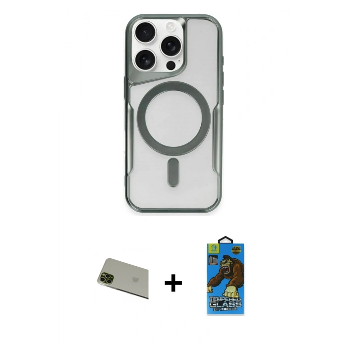 MARSİLYAN™- iPhone 11 Pro Max Kılıf Yadigar Klasik Özel Seri - Siyah 18D Cam Ekran Koruyucu + Rainbow Kamera Lens Koruma Cam - YL