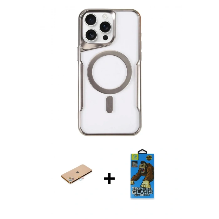 MARSİLYAN™- iPhone 11 Pro Max Kılıf Yadigar Klasik Özel Seri - Siyah 18D Cam Ekran Koruyucu + Renkli Kamera Lens Koruma Cam - PE