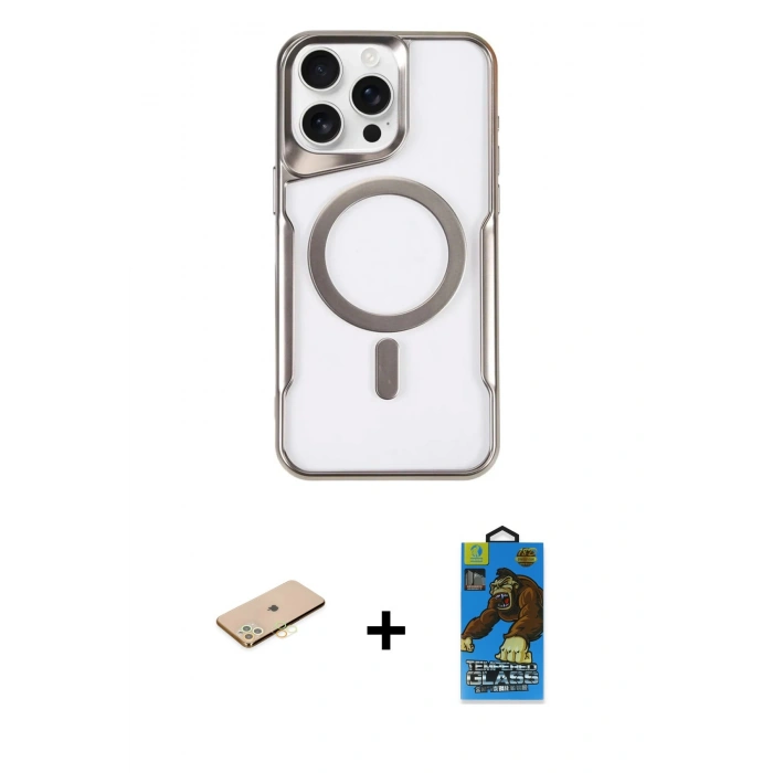 MARSİLYAN™- iPhone 11 Pro Max Kılıf Yadigar Klasik Özel Seri - Siyah 18D Cam Ekran Koruyucu + Sarı Renkli Kamera Lens Koruma Cam