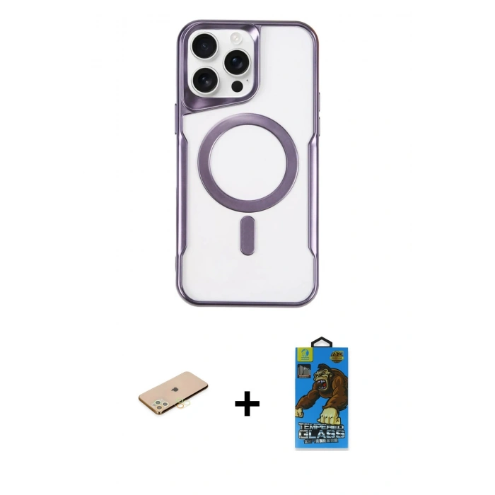 MARSİLYAN™- iPhone 11 Pro Max Kılıf Yadigar Klasik Özel Seri - Siyah 18D Cam Ekran Koruyucu + Sarı Renkli Kamera Lens Koruma Cam