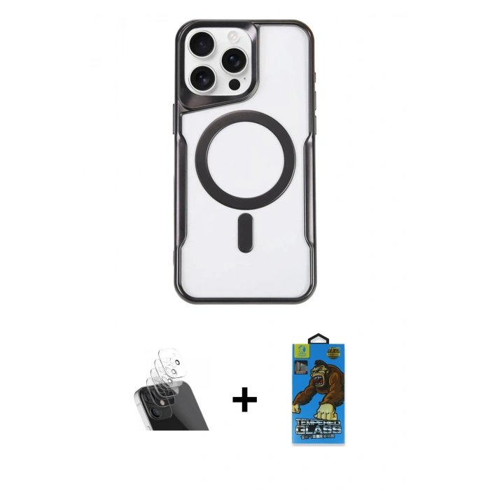 MARSİLYAN™- iPhone 11 Pro Max Kılıf Yadigar Klasik Özel Seri - Siyah 18D Cam Ekran Koruyucu + Kamera Lens Koruma Cam - SF