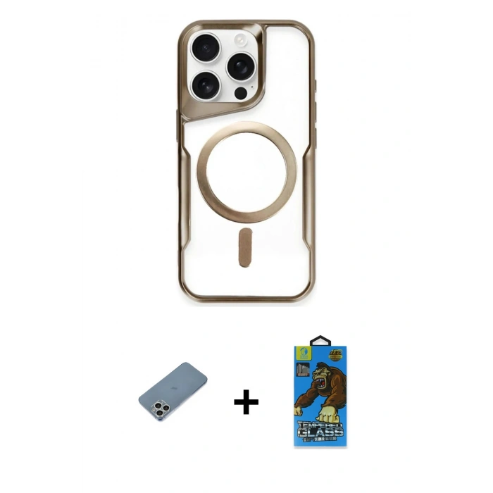 MARSİLYAN™- iPhone 11 Pro Max Kılıf Yadigar Klasik Özel Seri - Siyah 18D Cam Ekran Koruyucu + Shine Kamera Lens Koruma Cam - GS