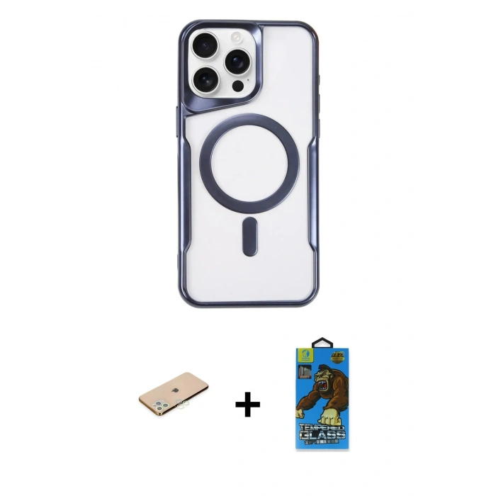 MARSİLYAN™- iPhone 11 Pro Max Kılıf Yadigar Klasik Özel Seri - Siyah 18D Cam Ekran Koruyucu + Yeşil Renkli Kamera Lens Koruma Cam