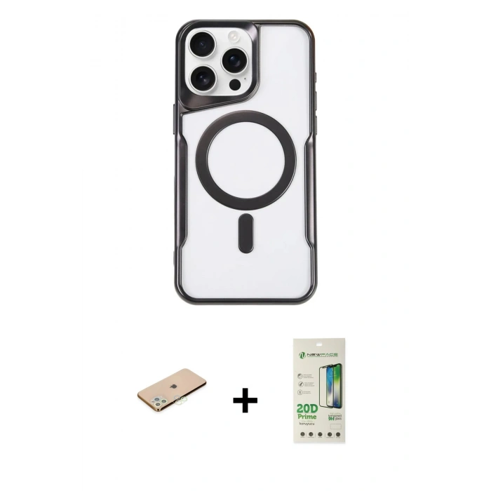 MARSİLYAN™- iPhone 11 Pro Max Kılıf Yadigar Klasik Özel Seri - Siyah 20D Premium Cam Ekran Koruyucu + Renkli Kamera Lens Koruma Cam - YL