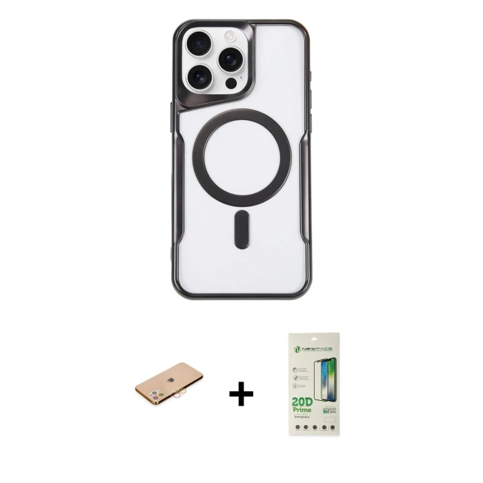 MARSİLYAN™- iPhone 11 Pro Max Kılıf Yadigar Klasik Özel Seri - Siyah 20D Premium Cam Ekran Koruyucu + Renkli Kamera Lens Koruma Cam - TU