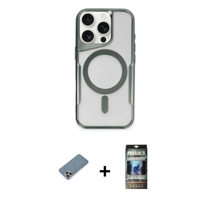 MARSİLYAN™- iPhone 11 Pro Max Kılıf Yadigar Klasik Özel Seri - Siyah 34D Hayalet Izgaralı Cam + Metal Kamera Lens Koruma Cam - GS