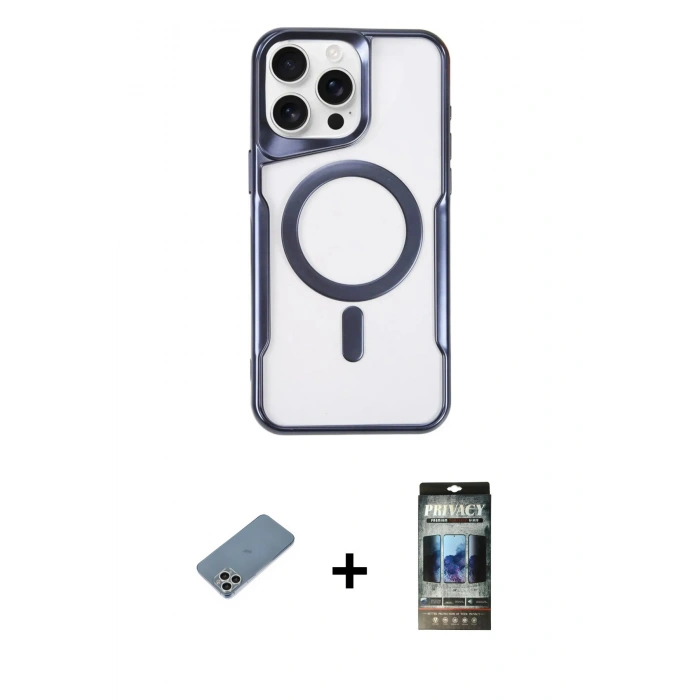 MARSİLYAN™- iPhone 11 Pro Max Kılıf Yadigar Klasik Özel Seri - Siyah 34D Hayalet Izgaralı Cam + Shine Kamera Lens Koruma Cam - GS