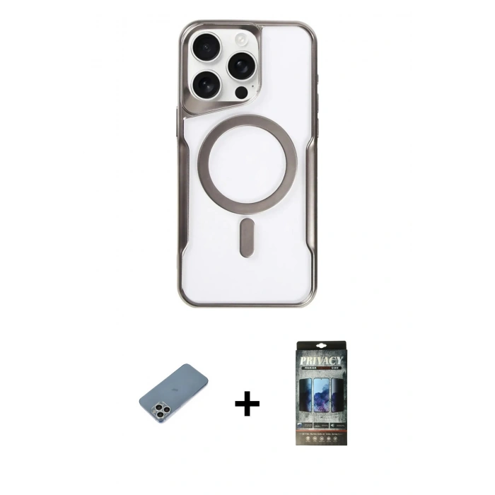 MARSİLYAN™- iPhone 11 Pro Max Kılıf Yadigar Klasik Özel Seri - Siyah 34D Hayalet Izgaralı Cam + Shine Kamera Lens Koruma Cam - GS
