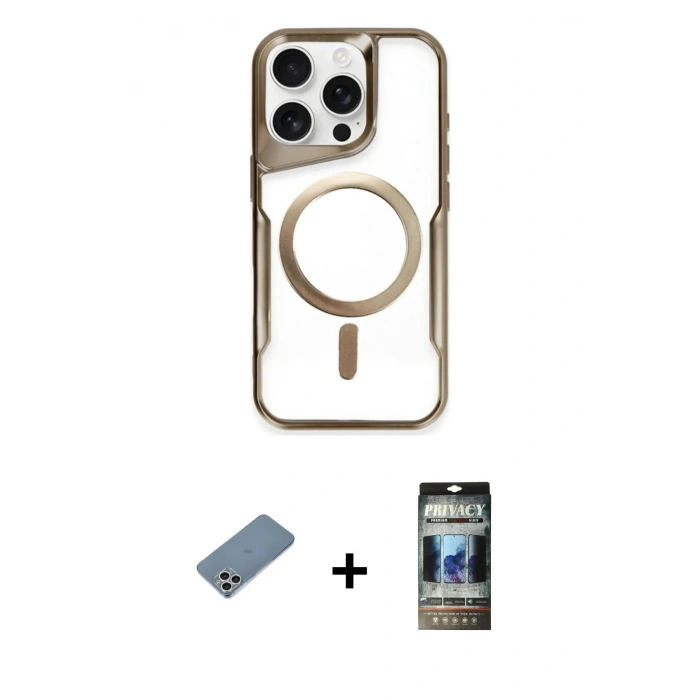 MARSİLYAN™- iPhone 11 Pro Max Kılıf Yadigar Klasik Özel Seri - Siyah 34D Hayalet Izgaralı Cam + Shine Kamera Lens Koruma Cam - GS