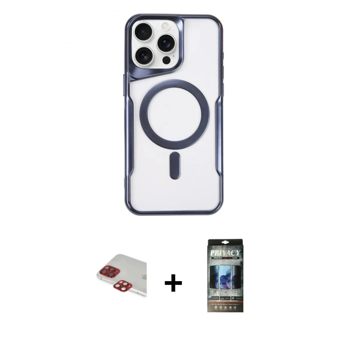 MARSİLYAN™- iPhone 11 Pro Max Kılıf Yadigar Klasik Özel Seri - Siyah 34D Hayalet Izgaralı Cam + Pers Alüminyum Kamera Lens - KI