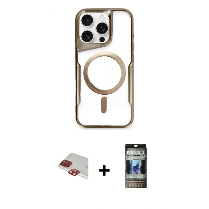 MARSİLYAN™- iPhone 11 Pro Max Kılıf Yadigar Klasik Özel Seri - Siyah 34D Hayalet Izgaralı Cam + Pers Alüminyum Kamera Lens - KI