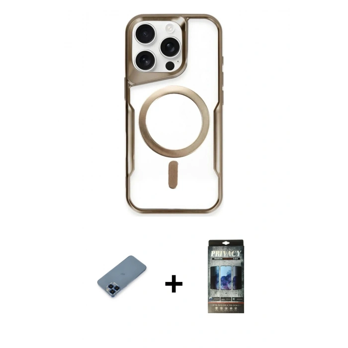 MARSİLYAN™- iPhone 11 Pro Max Kılıf Yadigar Klasik Özel Seri - Siyah 34D Hayalet Izgaralı Cam + Metal Kamera Lens Koruma Cam - MI