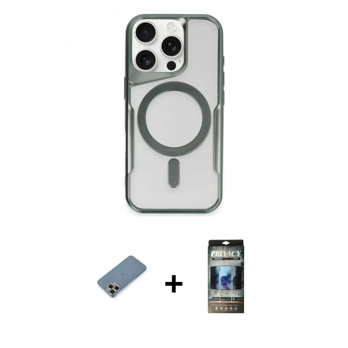 MARSİLYAN™- iPhone 11 Pro Max Kılıf Yadigar Klasik Özel Seri - Siyah 34D Hayalet Izgaralı Cam + Metal Kamera Lens Koruma Cam - GD
