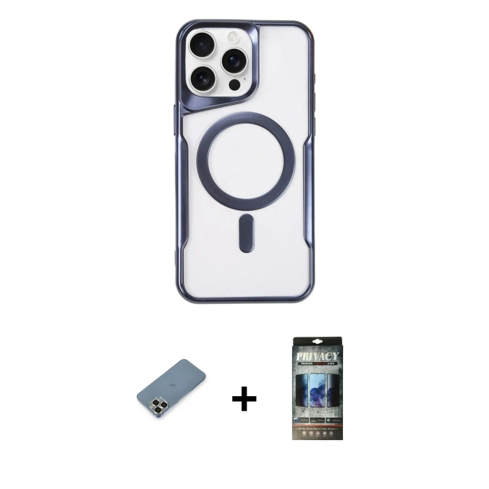 MARSİLYAN™- iPhone 11 Pro Max Kılıf Yadigar Klasik Özel Seri - Siyah 34D Hayalet Izgaralı Cam + Metal Kamera Lens Koruma Cam - GD