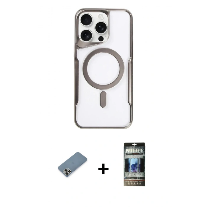 MARSİLYAN™- iPhone 11 Pro Max Kılıf Yadigar Klasik Özel Seri - Siyah 34D Hayalet Izgaralı Cam + Metal Kamera Lens Koruma Cam - GD