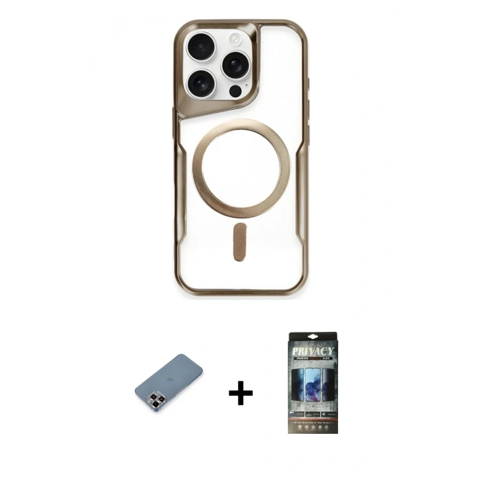 MARSİLYAN™- iPhone 11 Pro Max Kılıf Yadigar Klasik Özel Seri - Siyah 34D Hayalet Izgaralı Cam + Metal Kamera Lens Koruma Cam - MR