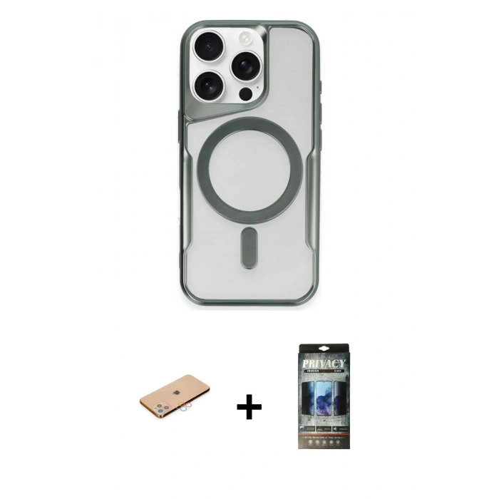 MARSİLYAN™- iPhone 11 Pro Max Kılıf Yadigar Klasik Özel Seri - Siyah 34D Hayalet Izgaralı Cam + Renkli Kamera Lens Koruma Cam - PE