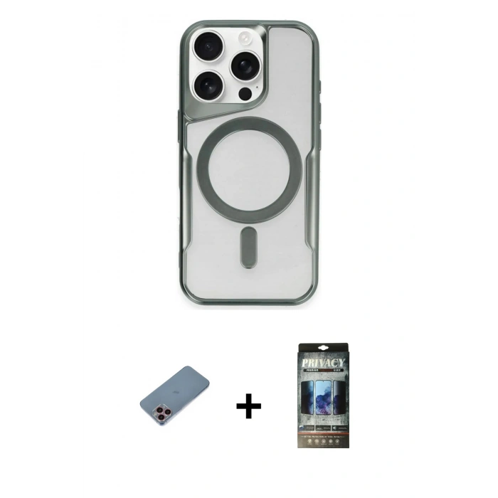 MARSİLYAN™- iPhone 11 Pro Max Kılıf Yadigar Klasik Özel Seri - Siyah 34D Hayalet Izgaralı Cam + Shine Kamera Lens Koruma Cam - PE
