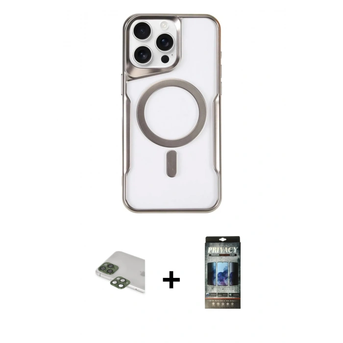 MARSİLYAN™- iPhone 11 Pro Max Kılıf Yadigar Klasik Özel Seri - Siyah 34D Hayalet Izgaralı Cam + Pers Alüminyum Kamera Lens - YL